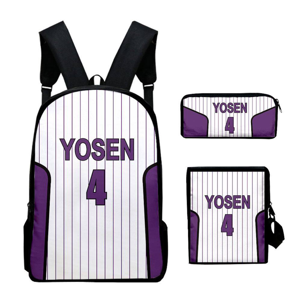 Conjunto de mochilas Kurokos Basketballs Anime School 3D Bolsa 3 unidades