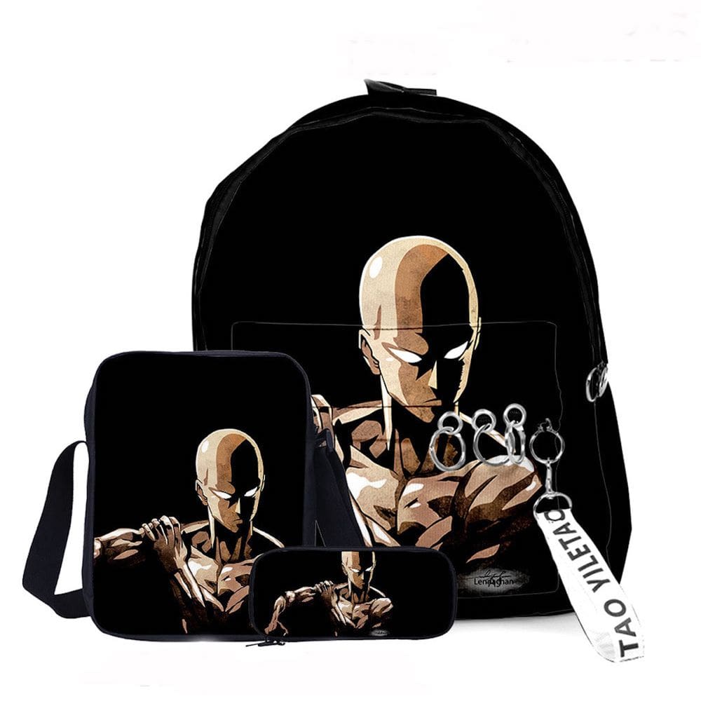Conjunto de mochilas escolares One Punch Man Saitama, 3 peças para crianças