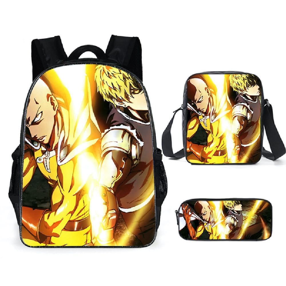 Conjunto de mochilas escolares One Punch Man de 3 peças para crianças