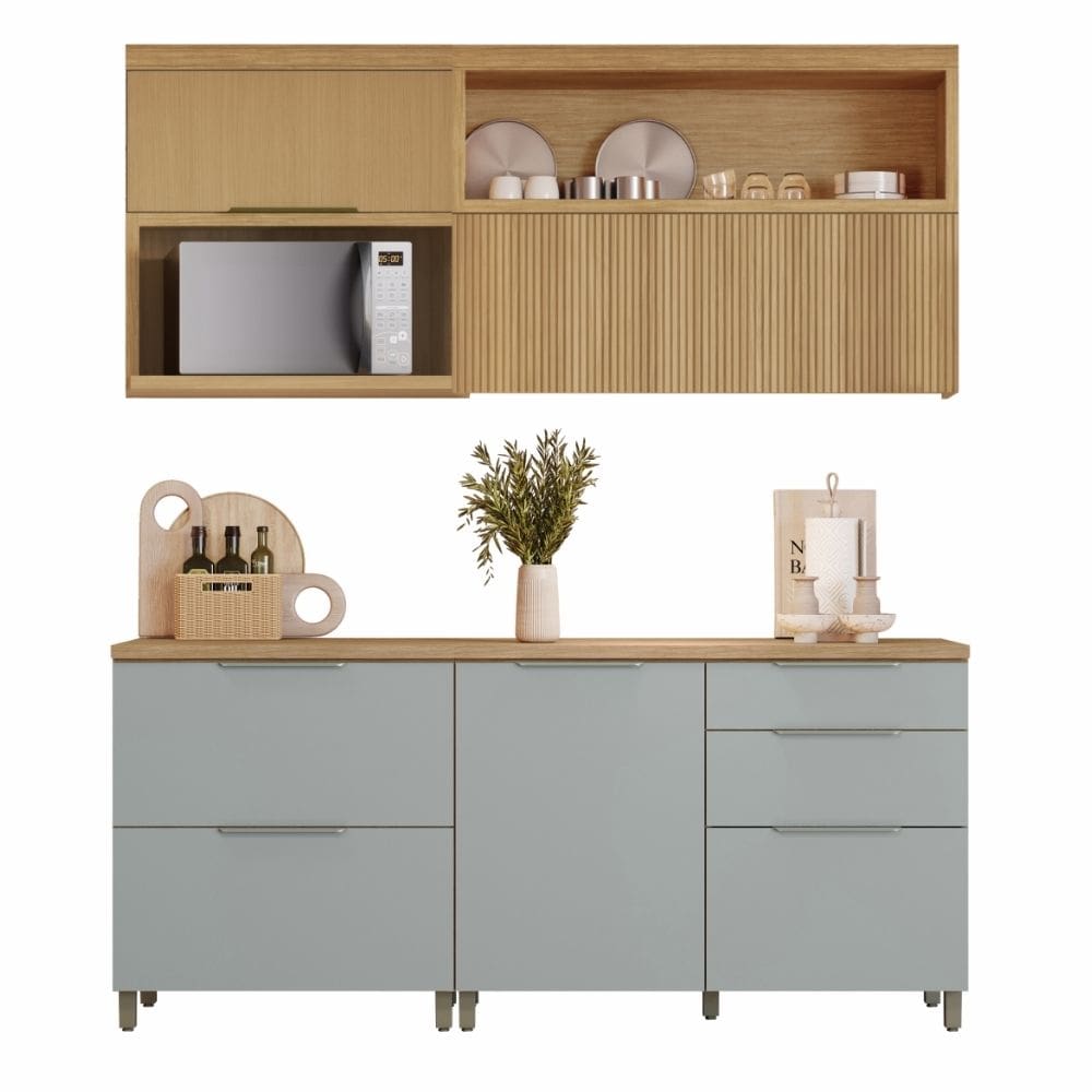 Armário De Cozinha Completa 100% MDF 4 Portas 4 Gavetas Mariah Nesher