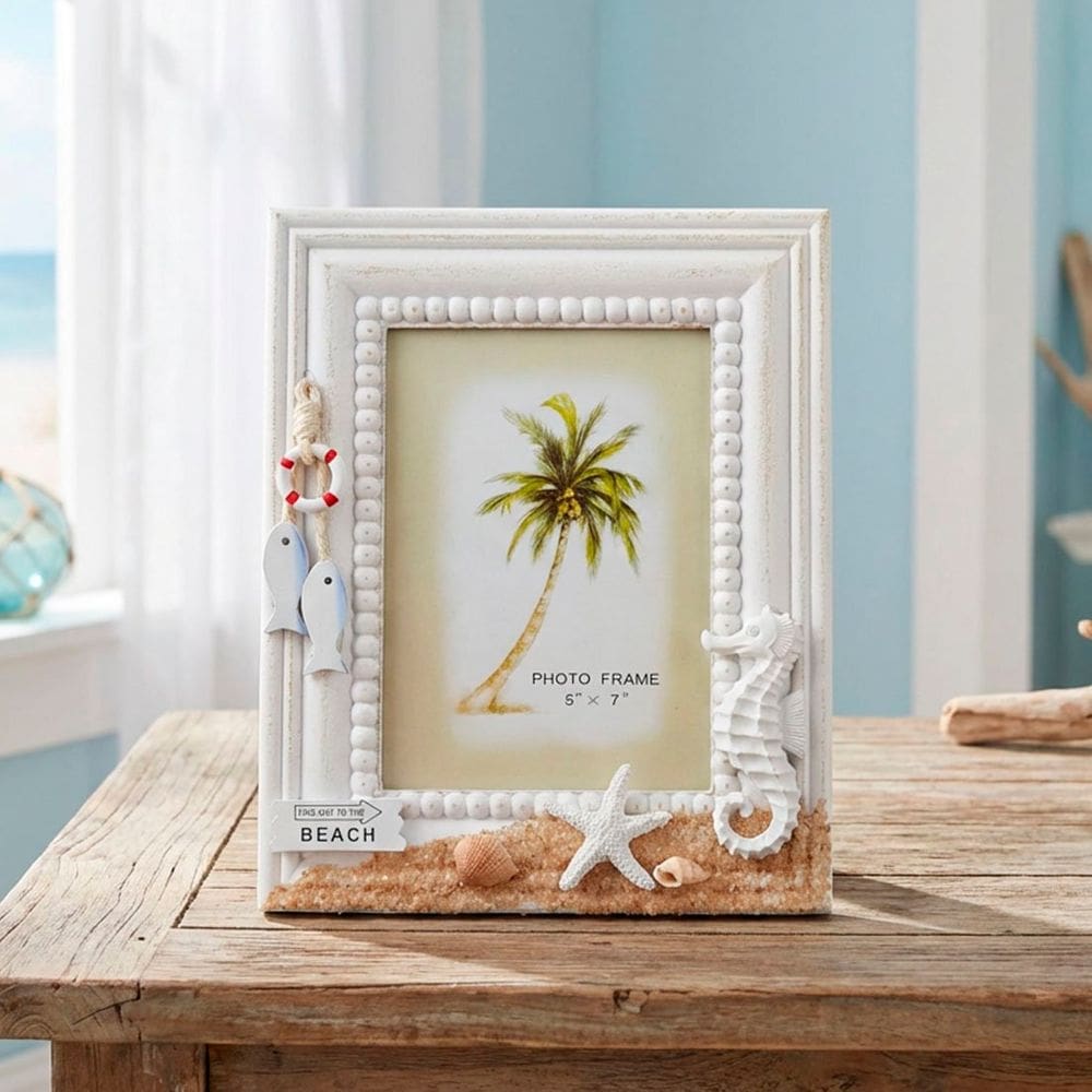 Porta Retrato Mesa Decoração Casa De Praia Mar Oceano 5x7”