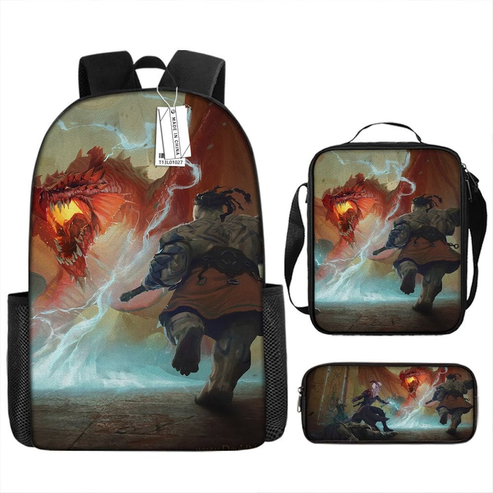 Conjunto de mochilas Dungeons and Dragons Cartoon Kids School, 3 unidades