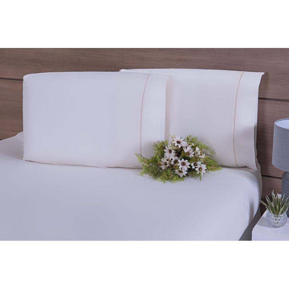 Kit 02 Fronhas 70X50100% Algodo 300 Fios Ponto Palito Palha