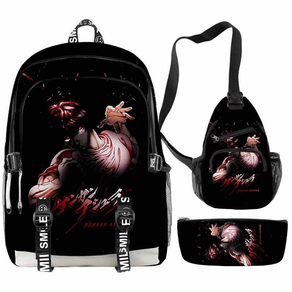 Conjunto de mochilas escolares Hanma Baki Cartoon Kids, 3 unidades