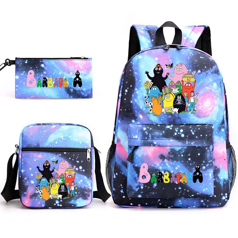 Conjunto de mochilas escolares Bar-bapapas Cartoon Kids Nylon, 3 unidades