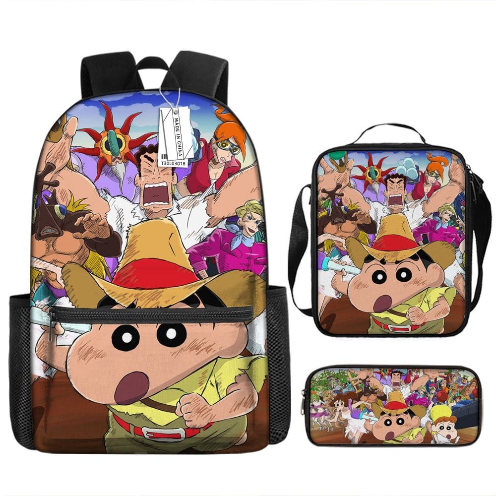 Conjunto de mochilas Shins Chans Anime School, 3 unidades/lote para crianças