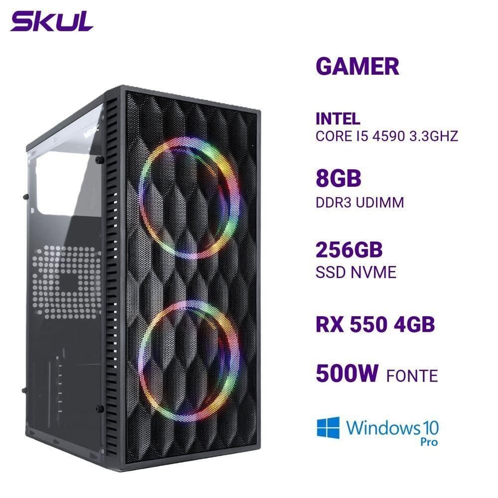 Computador 5000 Core I5 4590 8gb Ddr3 Ssd 256gb Nvme Rx 550 4gb Fonte 500w 10 Pro