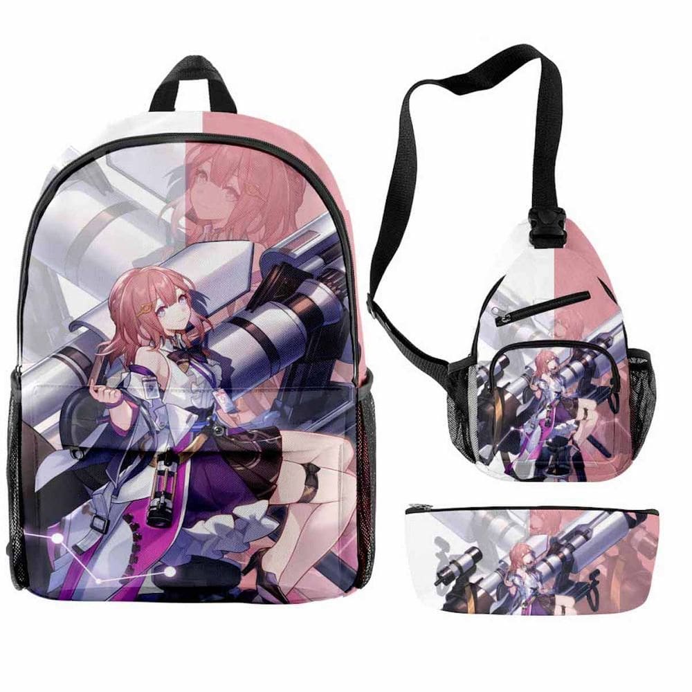 Conjunto de mochilas Honkais Stars Rails Himekos Marchs 7th Cartoon Kids