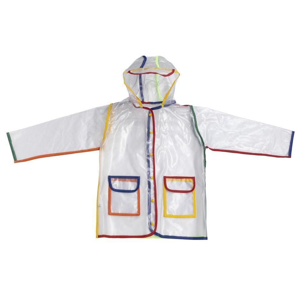 Capa De Chuva Transparente Com Capuz E Bolsos Tamanho 1