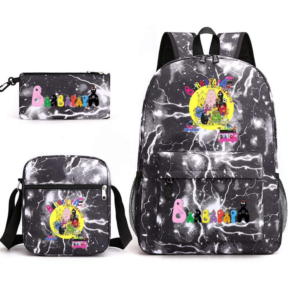 Conjunto de mochilas escolares Bar-bapapas Cartoon Kids Nylon, 3 unidades