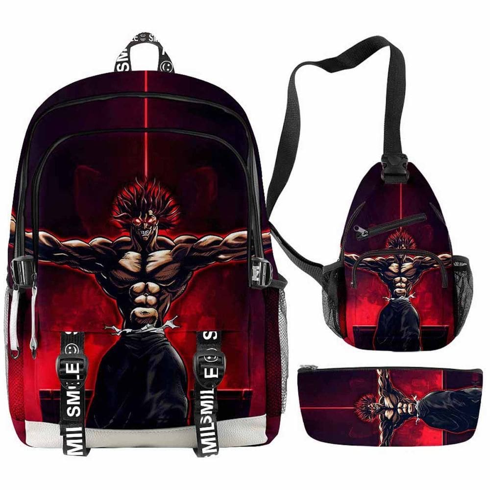 Conjunto de mochilas escolares Hanma Baki Jack Hanma Hammer 3 unidades