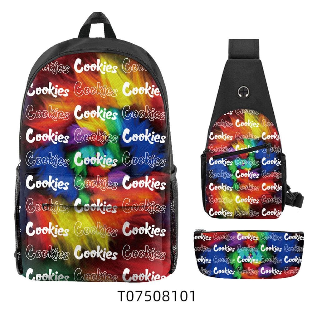 Conjunto de mochilas Cookies School, 3 peças com bolsa de ombro e estojo para lápis
