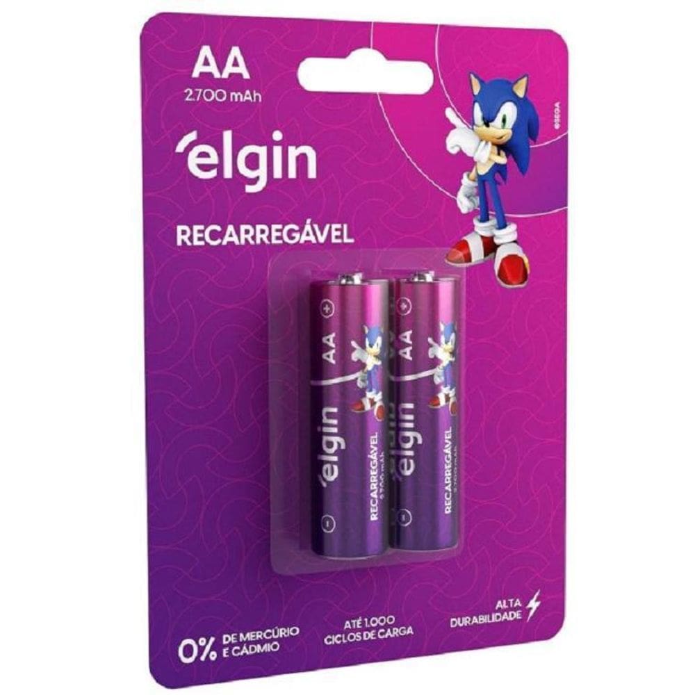 Pilha Recarregável Aa 2700Mah Elgin Com 2 Unidades Comum