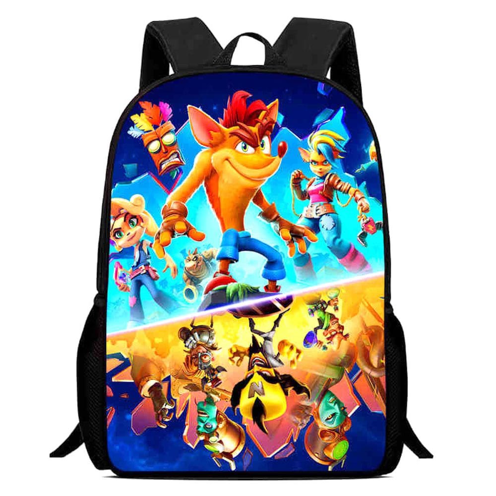 Mochila escolar de anime Crash Bandicoot para crianças