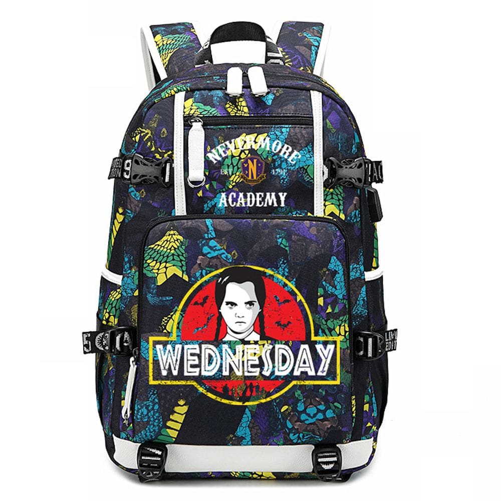 Mochila escolar Anime Children Wednesday colorida 35x20x47cm