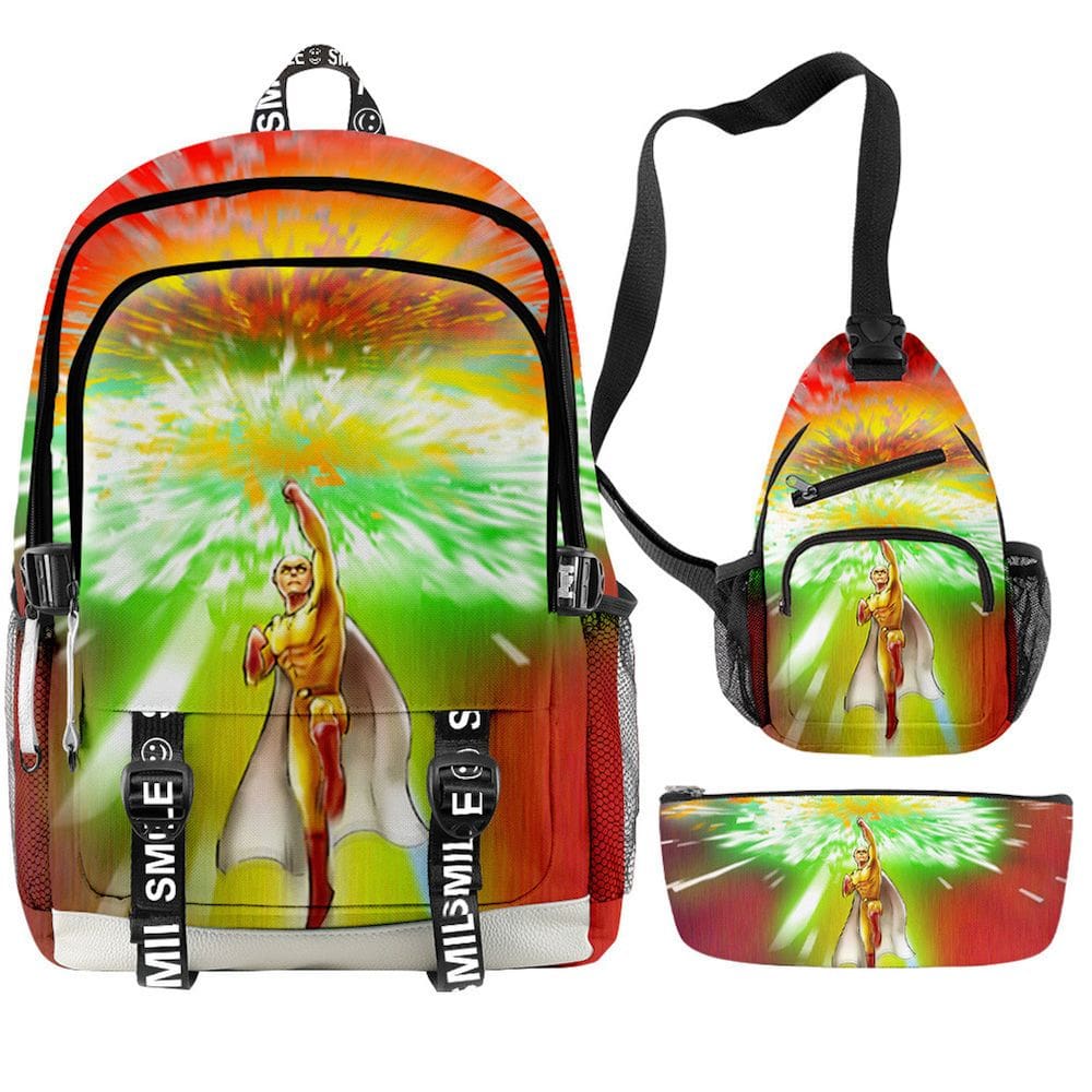 Conjunto de mochilas Anime School One Punchs Mans para crianças, 3 unidades