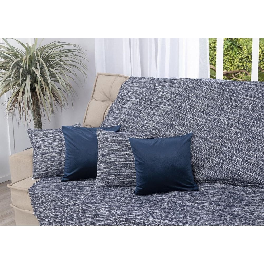 Kit Manta Sofá 2,40 X 1,50 + 4 Capas Almofada Jacquard E