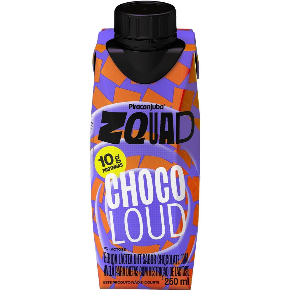 Bebida Láctea Pirancanjuba ZQuad Choco Loud Sabor Chocolate com Avelã com 10g de Proteína 250ml