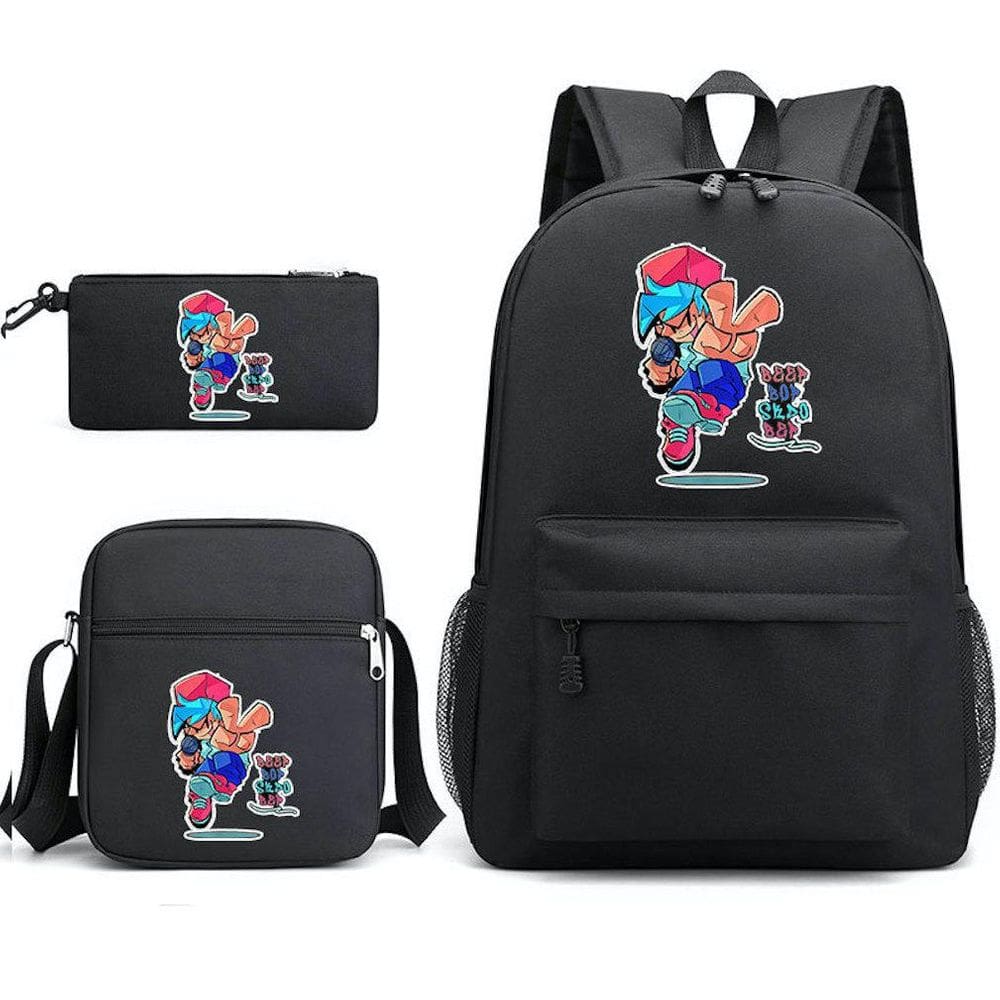 Conjunto de mochilas Black Fridays Nights Anime Canvas para crianças