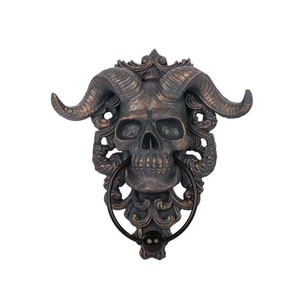 Estatueta, escultura, estátua, punk, satã, caveira, cabeça de ovelha