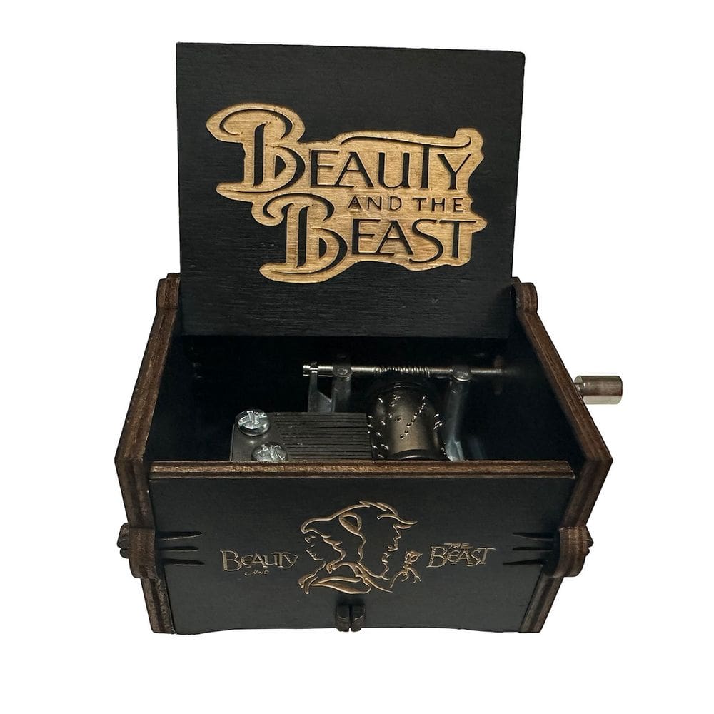 Manivela com tema de anime Music Box Beautys And Beasts Wood