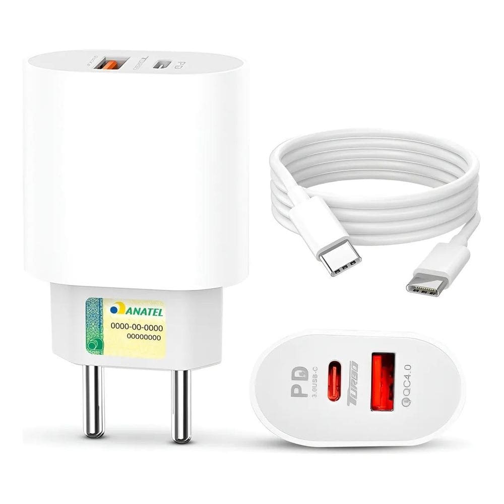Carregador Celular 20W Com Dupla Potência Usb-C/Usb-A