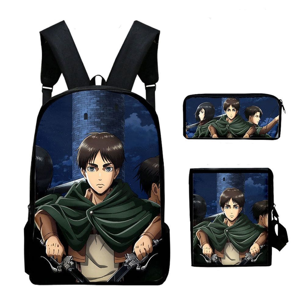 Conjunto de mochilas escolares Attacks Titans Levi, 3 unidades para crianças