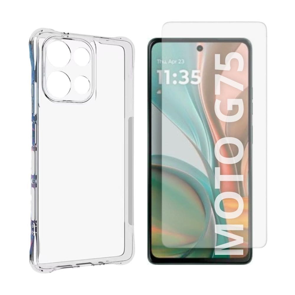 Capa Transparente Para Moto G75 5G + Película De Hidrogel