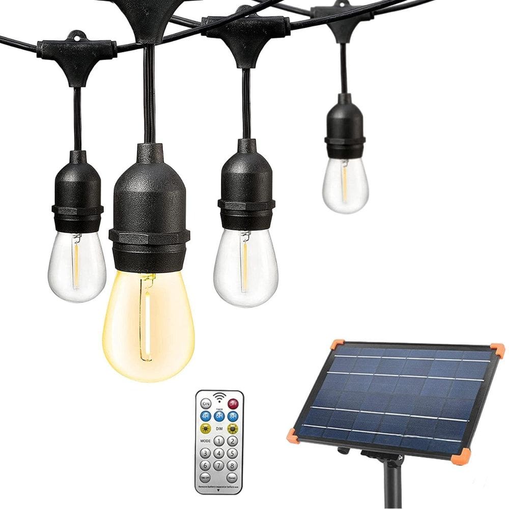 Varal De Luzes Solar Externo 8 Lâmpadas Led Filamento 2700K