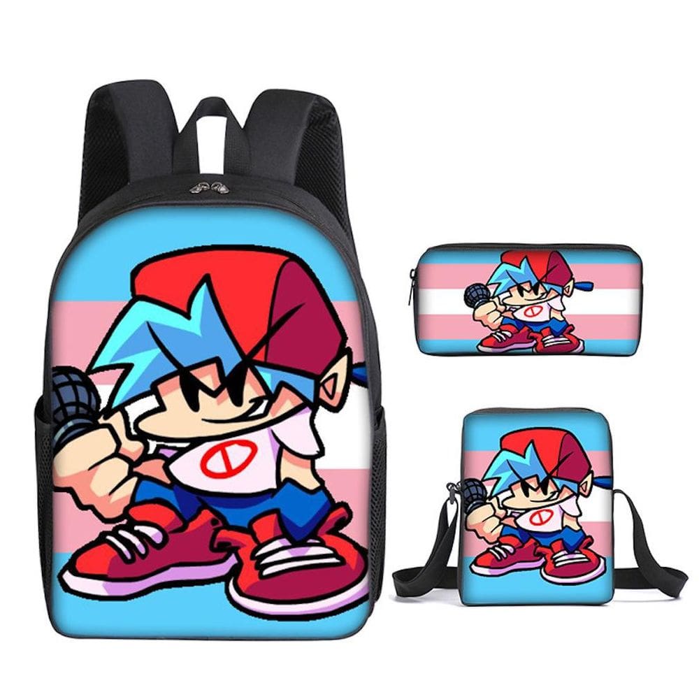 Conjunto de mochilas pretas às sextas-feiras à noite para crianças em idade escolar