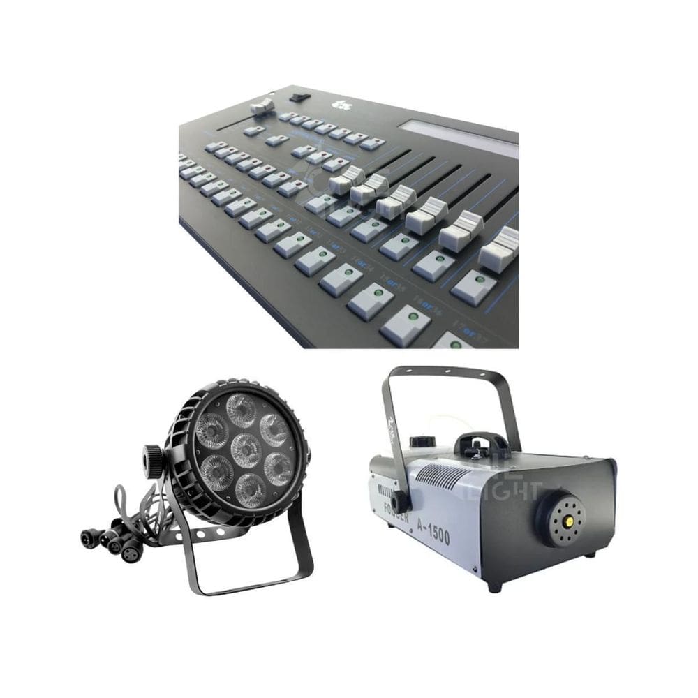 Kit 04 Par Led + Mesa Controladora Pilot + Maquina De Fumaça