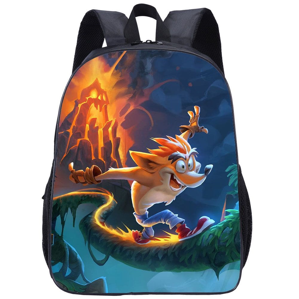 Mochila escolar de anime Crash Bandicoot para crianças