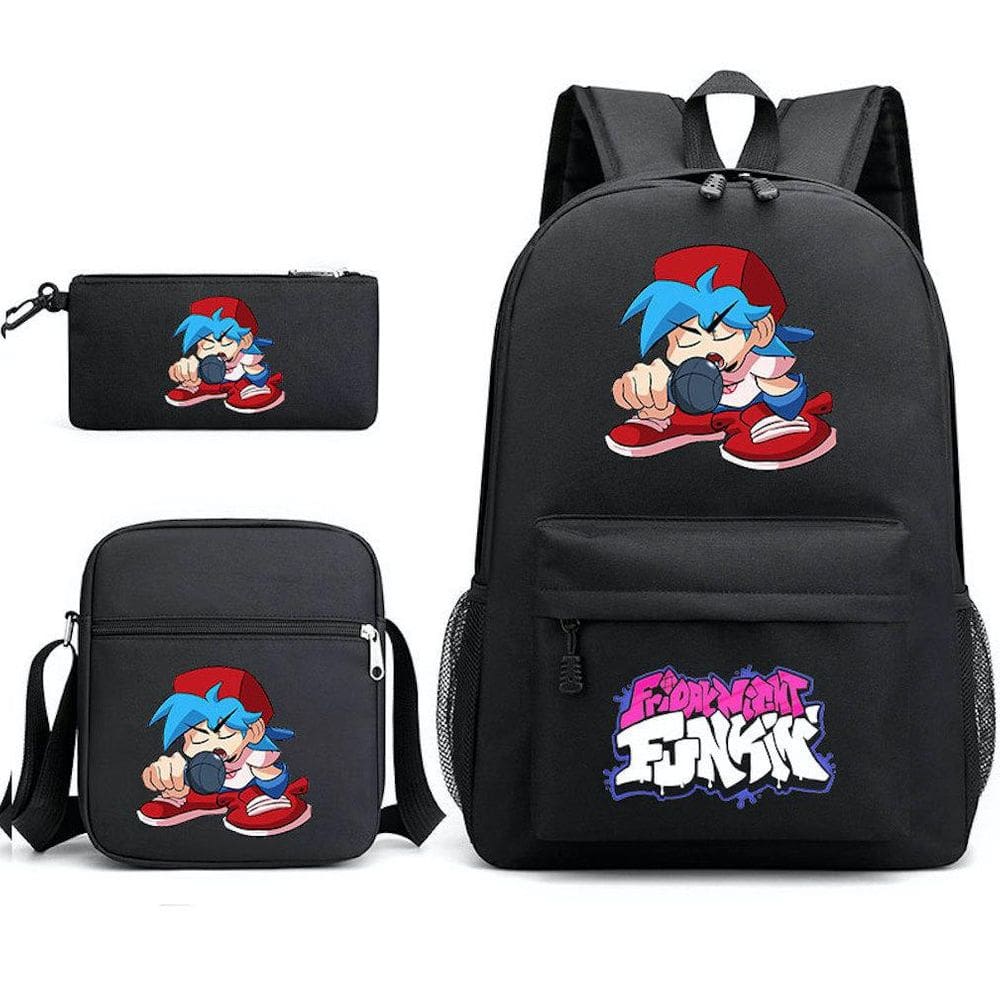 Mochila 3 unidades/conjunto Black Fridays Nights School Bag Anime