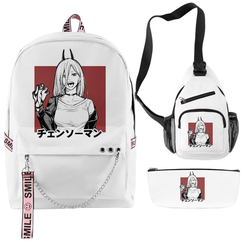 Conjunto de mochilas Chainsaws Mans, mochila escolar de anime com impressão 3D