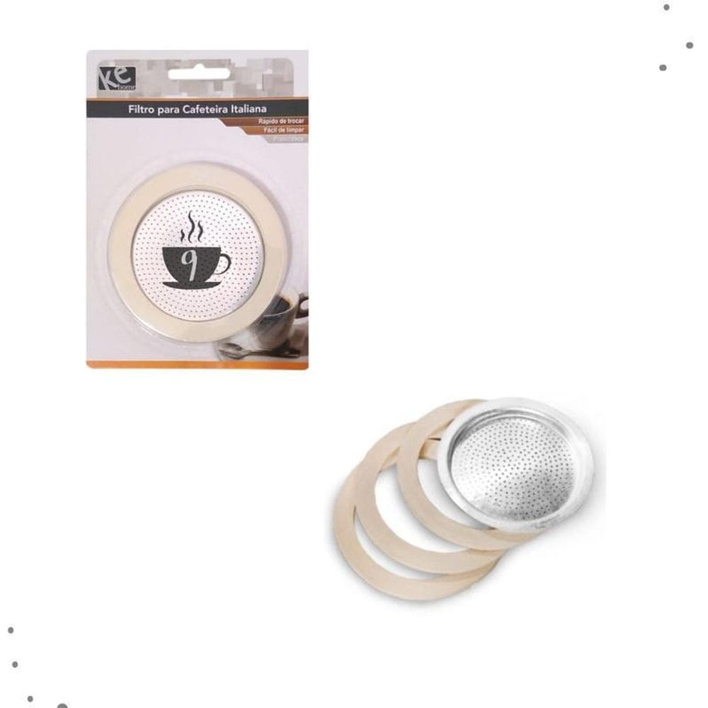Filtro E Borrachas Cafeteira Italiana De Alumínio 9 Xícaras