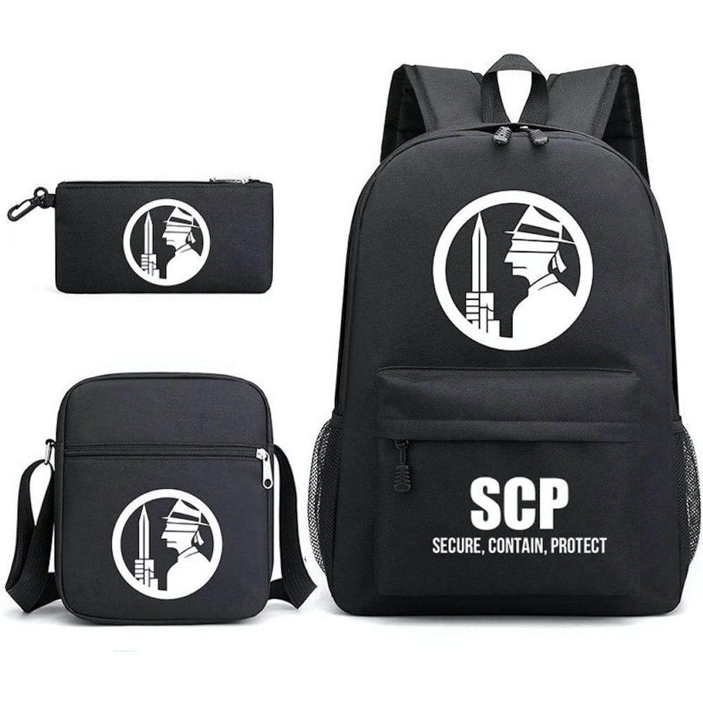 Conjunto de mochilas SCPs Satchel, bolsa escolar de lona para crianças