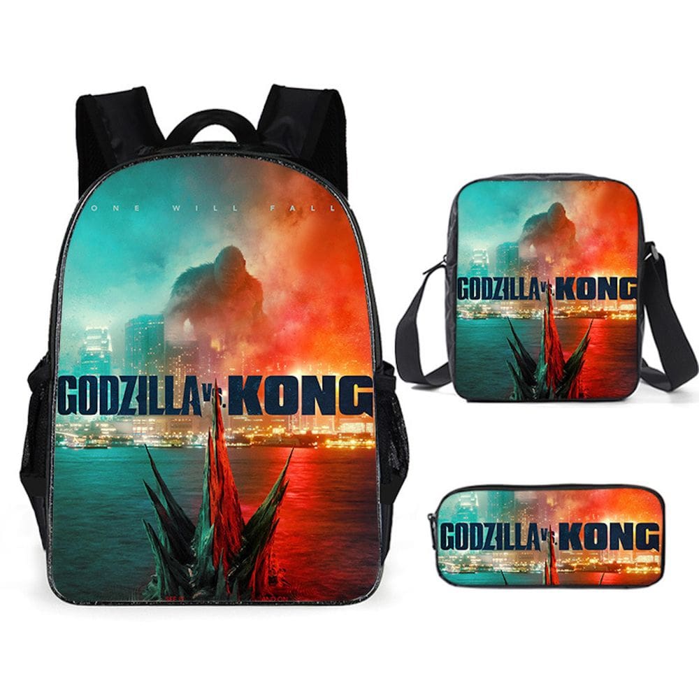 Conjunto de mochilas escolares Kings Kongs vs Godzillas Kids Nylon