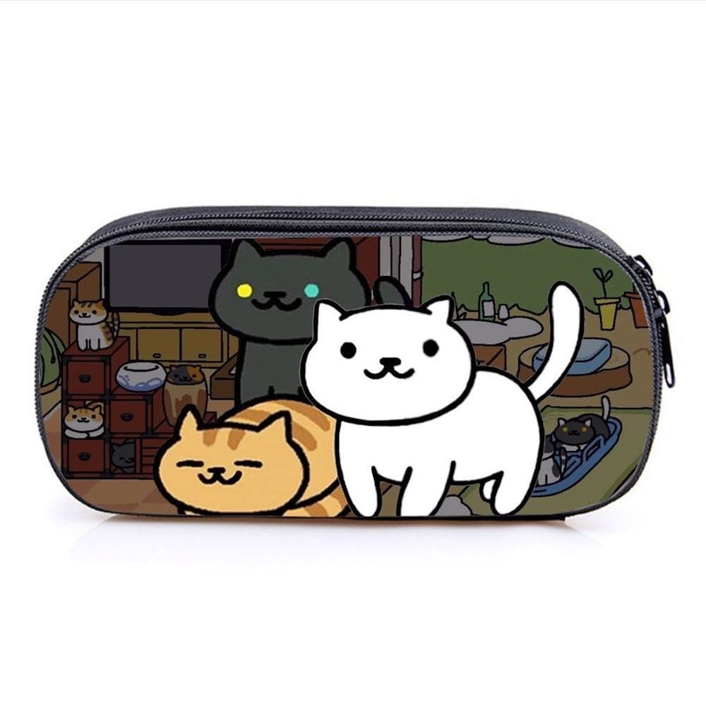 Estojo de lápis Neko Atsume Cartoon Anime de grande capacidade