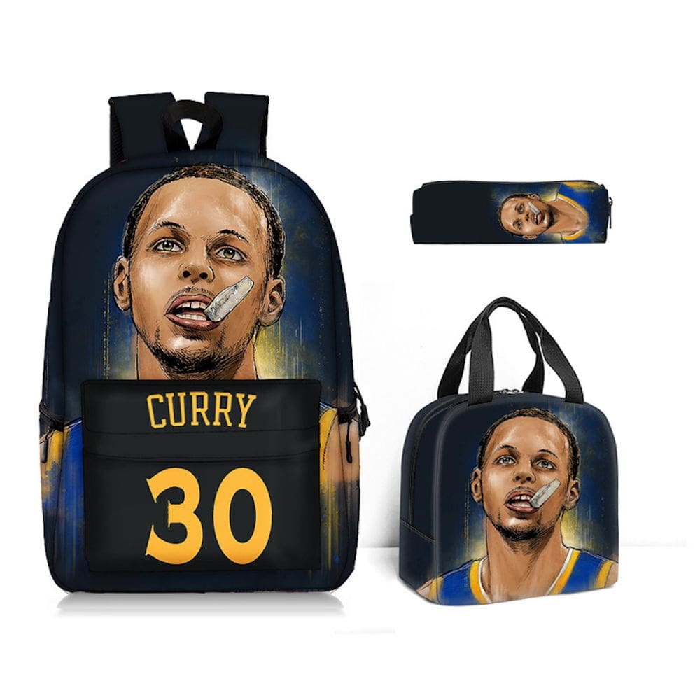 Conjunto de mochilas escolares Curry Basketball Star 30 para crianças a partir de 6 anos