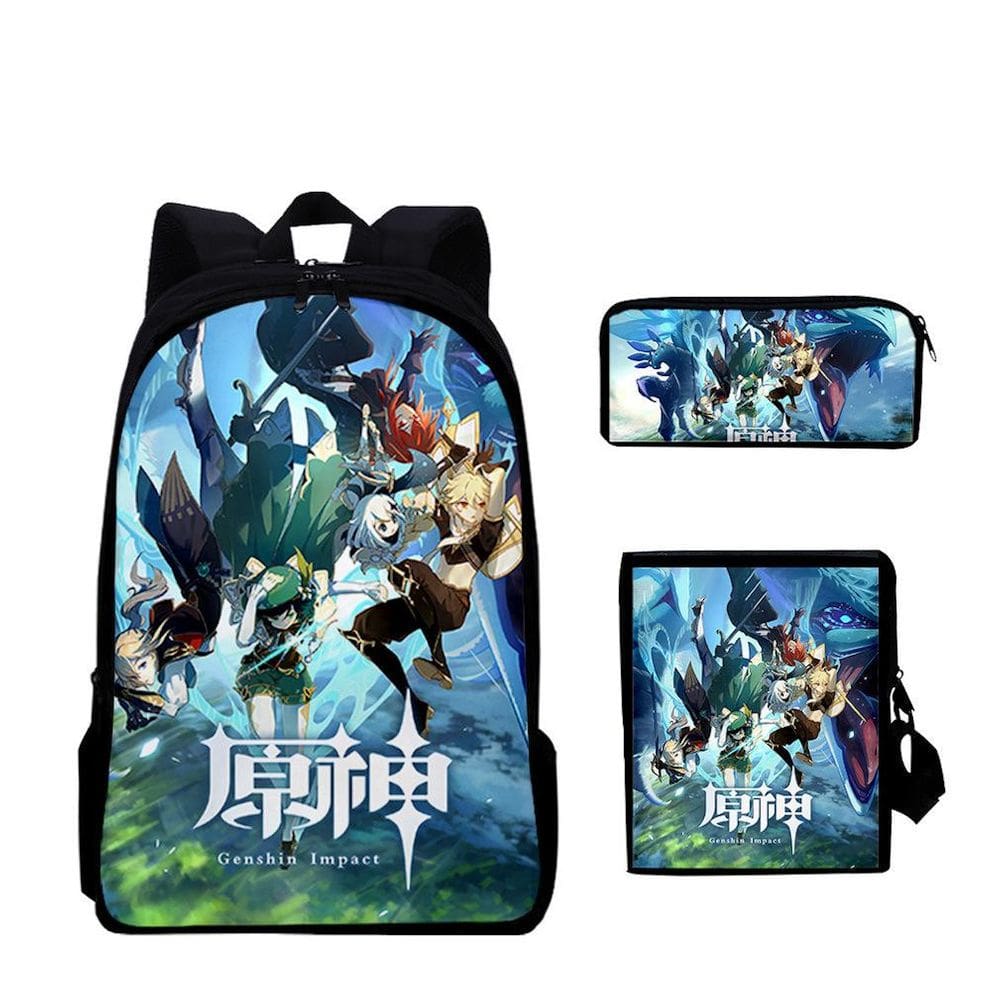 Conjunto de mochilas Genshins Impacts Satchel Anime School Bag Casual