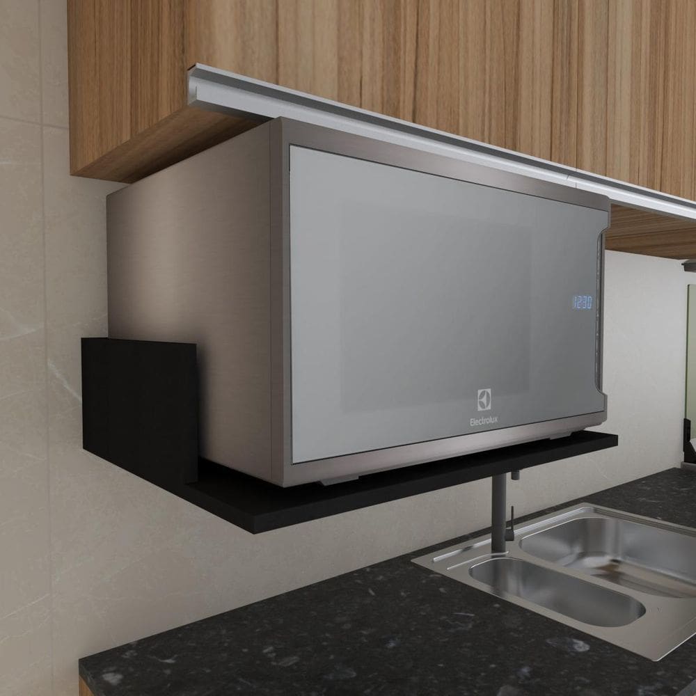 Suporte Microondas Preto 50X37 Pra Otimizar O Seu Espaço