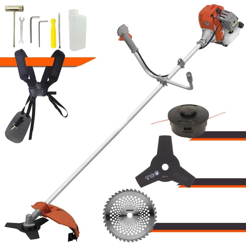 Roçadeira À Gasolina Tekna RL520ACG2 52cc 2HP de Potência 2 Tempos Alta Rotação Completa Com Carretel Nylon + Faca 3 Pontas + Faca 40 Dentes Vídea