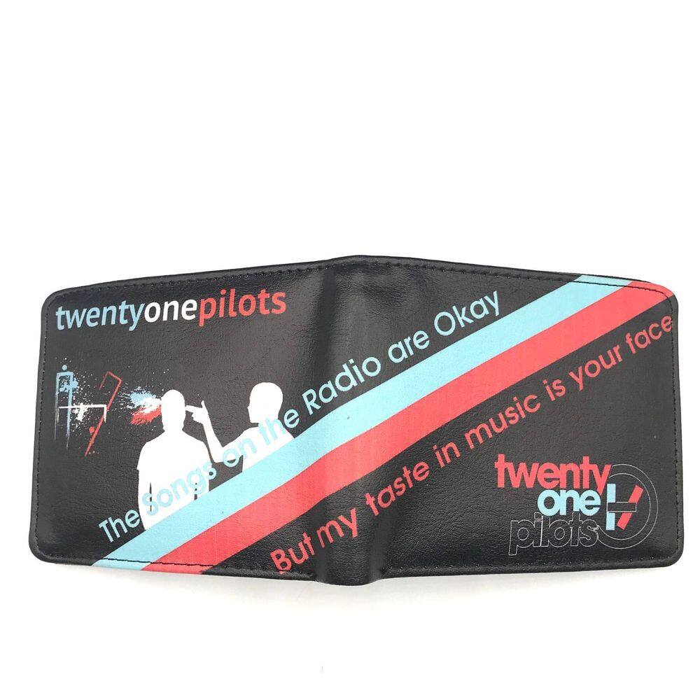Carteira Twenty One Pilots, personagens de anime, couro PU