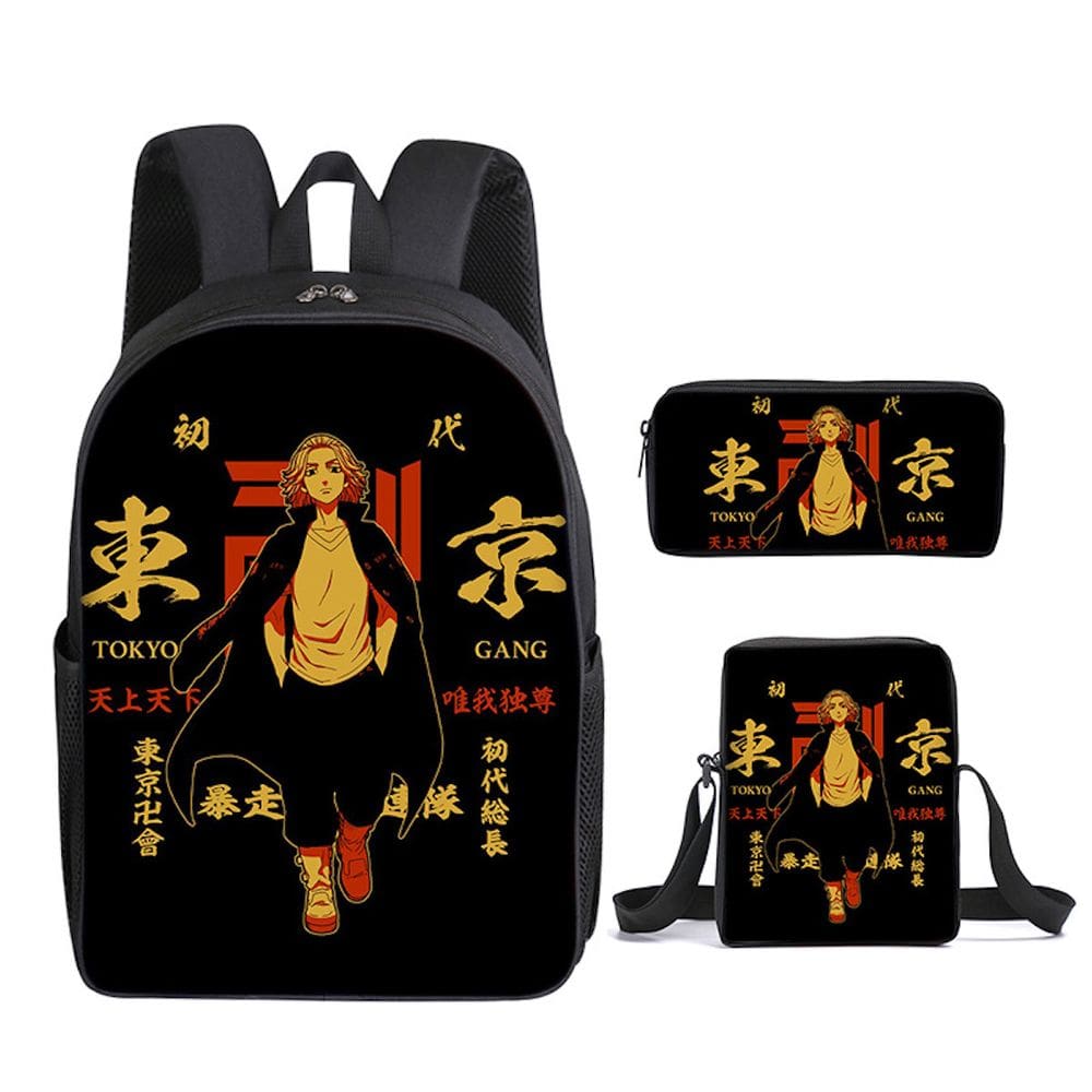 Conjunto de mochilas escolares Mikey Tachibana Naoto, 3 unidades para crianças