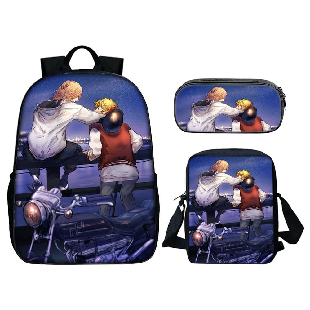 Conjunto de mochilas escolares Mikey, 3 peças com bolsa de ombro e estojo para lápis