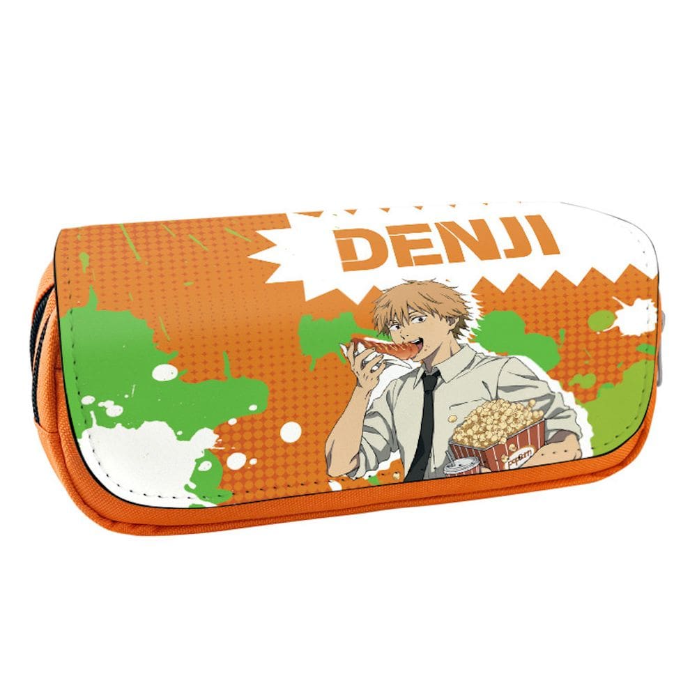 Estojo de lápis, motosserras de anime de dupla camada para crianças