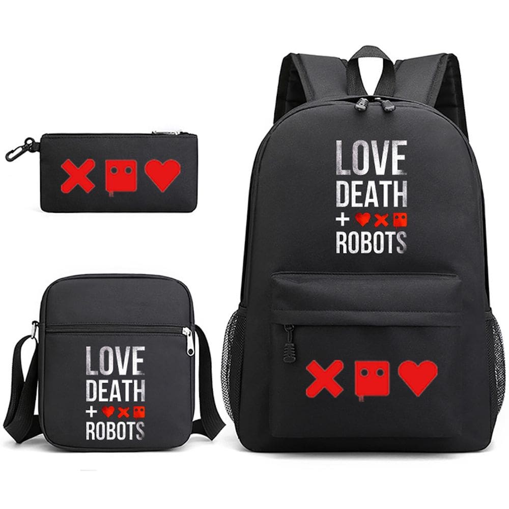 Conjunto de mochilas Loves Deaths Robots Cartoon Kids Nylon, 3 unidades