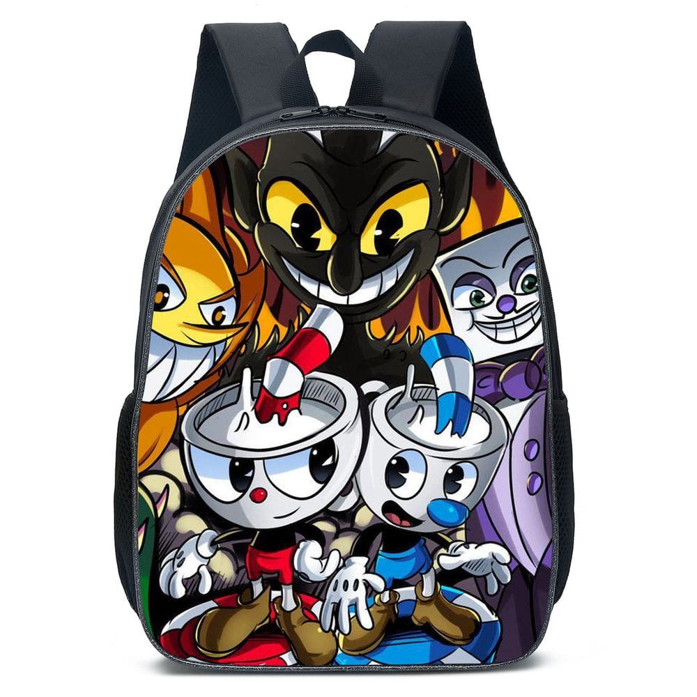 Mochila Cupsheads, mochila escolar infantil, impressão 3D, 30x15x40cm