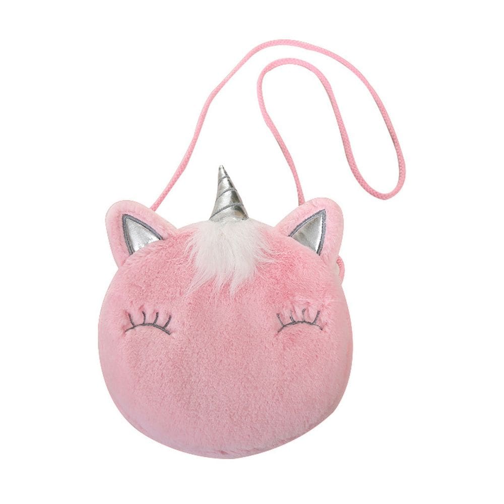 Bolsa Messenger Pink Unicorn Anime Plush para crianças de 2 a 10 anos