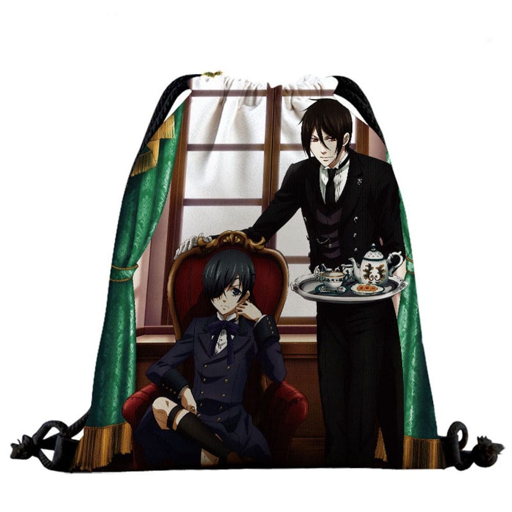 Mochila com cordão Black Butlers Anime Algodão-Poliéster